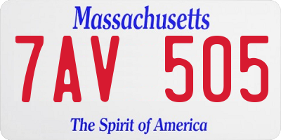 MA license plate 7AV505