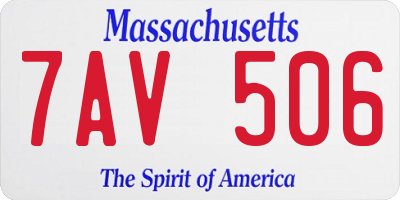 MA license plate 7AV506