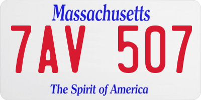MA license plate 7AV507