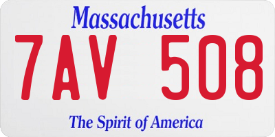MA license plate 7AV508