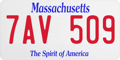 MA license plate 7AV509