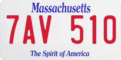 MA license plate 7AV510