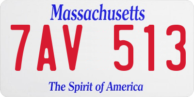 MA license plate 7AV513