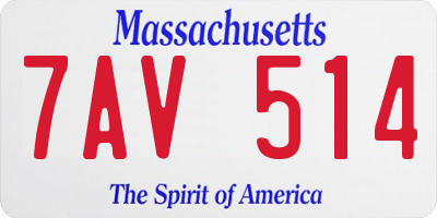 MA license plate 7AV514