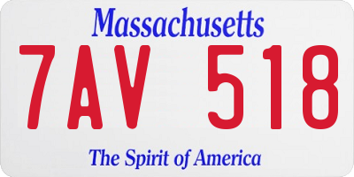 MA license plate 7AV518