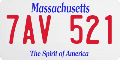 MA license plate 7AV521
