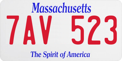 MA license plate 7AV523