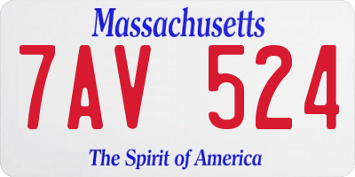 MA license plate 7AV524