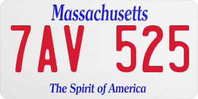 MA license plate 7AV525