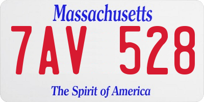 MA license plate 7AV528