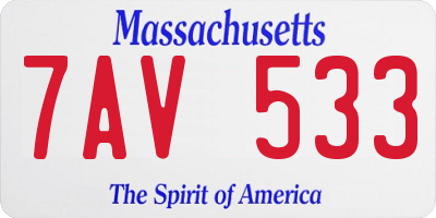 MA license plate 7AV533