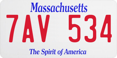 MA license plate 7AV534
