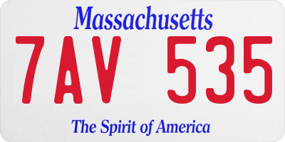 MA license plate 7AV535