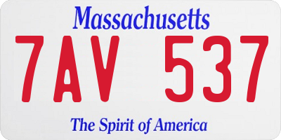 MA license plate 7AV537