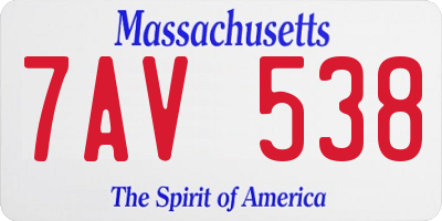 MA license plate 7AV538