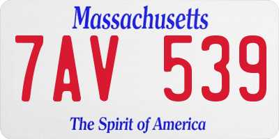 MA license plate 7AV539