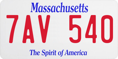 MA license plate 7AV540