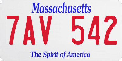 MA license plate 7AV542