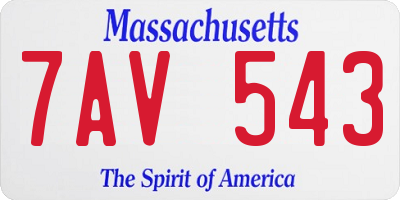 MA license plate 7AV543