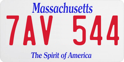 MA license plate 7AV544