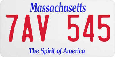 MA license plate 7AV545
