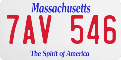 MA license plate 7AV546
