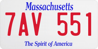 MA license plate 7AV551
