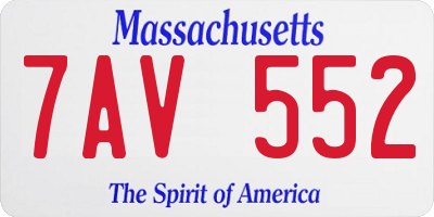 MA license plate 7AV552