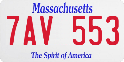MA license plate 7AV553