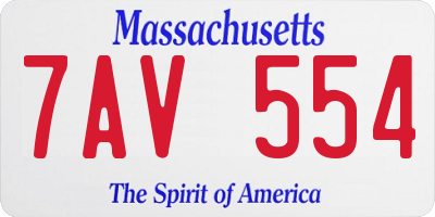 MA license plate 7AV554