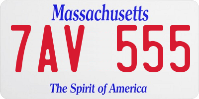 MA license plate 7AV555