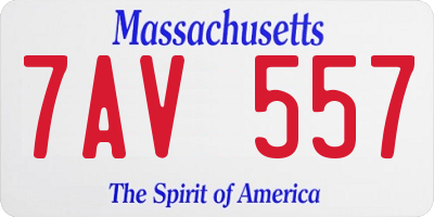 MA license plate 7AV557