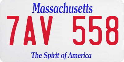 MA license plate 7AV558