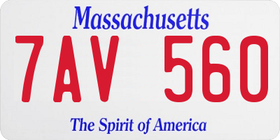 MA license plate 7AV560