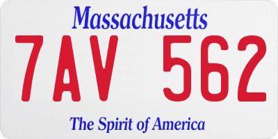MA license plate 7AV562