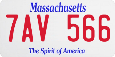 MA license plate 7AV566