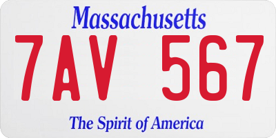 MA license plate 7AV567