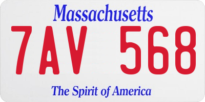 MA license plate 7AV568