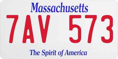 MA license plate 7AV573