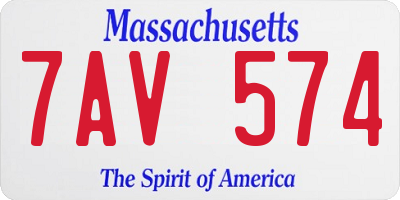 MA license plate 7AV574