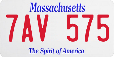 MA license plate 7AV575