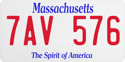 MA license plate 7AV576