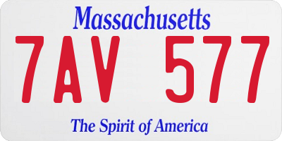 MA license plate 7AV577