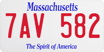 MA license plate 7AV582