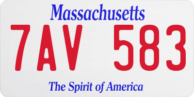 MA license plate 7AV583