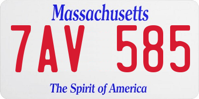 MA license plate 7AV585