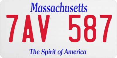 MA license plate 7AV587