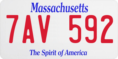 MA license plate 7AV592