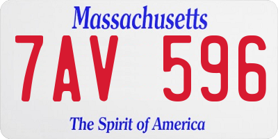 MA license plate 7AV596