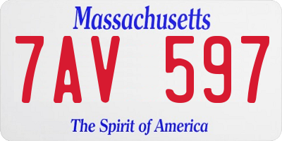 MA license plate 7AV597